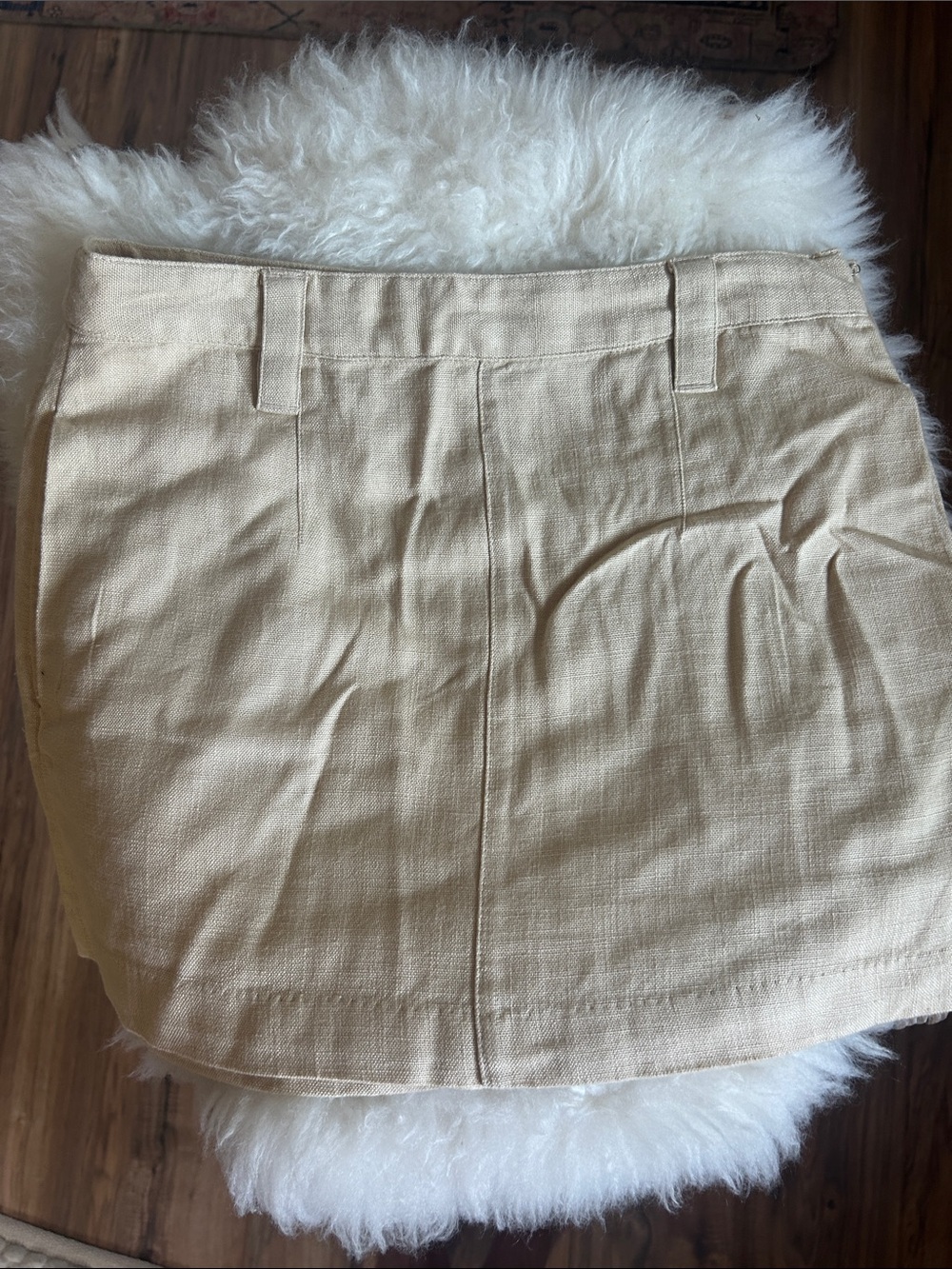 Free People Neutral Cream Mini Skirt with Belt Loops